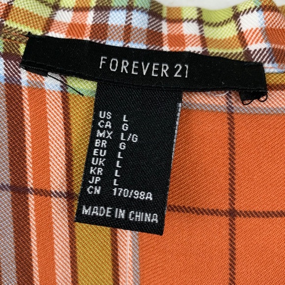 NWT Forever 21 plaid tie front crop top sz Large - Picture 5 of 8